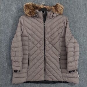 Nuage‎ Coat Womens 5X Plus Brown Puffer Hooded Faux Fur Arctic Warmth Waterproof